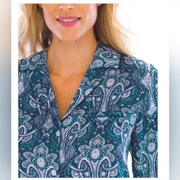 Soma Other - Soma Paisley Pajama Top Large NWT Womens Button Up Sleep Shirt Soft Stretch